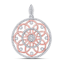 Load image into Gallery viewer, 10kt Two - tone Gold Womens Round Diamond Circle Pendant 1/2 Cttw | Eternal Brilliance Pendant - Splendid Jewellery