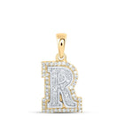 10kt Two - tone Gold Womens Round Diamond R Initial Letter Pendant - A Captivating Affair - Splendid Jewellery