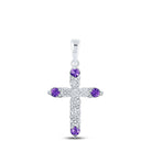10kt White Gold Amethyst Cross Pendant with Diamond Accents | Splendid Jewellery - Splendid Jewellery