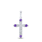10kt White Gold Amethyst Cross Pendant with Diamond Accents | Splendid Jewellery - Splendid Jewellery