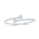 10kt White Gold Baguette and Round Diamond Circle Cuff Bangle Bracelet - 2 - 3/4 Cttw - Splendid Jewellery