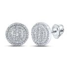 10kt White Gold Baguette and Round Diamond Circle Earrings - 1/2 Cttw - Splendid Jewellery