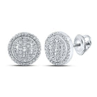 10kt White Gold Baguette and Round Diamond Circle Earrings - 1/2 Cttw - Splendid Jewellery