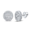 10kt White Gold Baguette and Round Diamond Circle Earrings - 1/2 Cttw - Splendid Jewellery
