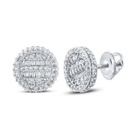 10kt White Gold Baguette and Round Diamond Circle Earrings - 1/2 Cttw - Splendid Jewellery
