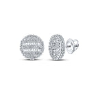 10kt White Gold Baguette and Round Diamond Circle Earrings - 3/4 Cttw - Splendid Jewellery
