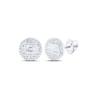 10kt White Gold Baguette and Round Diamond Circle Earrings for Men - 5/8 Cttw - Splendid Jewellery