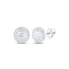 10kt White Gold Baguette and Round Diamond Circle Earrings for Men - 5/8 Cttw - Splendid Jewellery