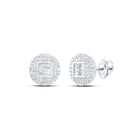 10kt White Gold Baguette and Round Diamond Cluster Earrings for Men - 1/2 Cttw - Splendid Jewellery