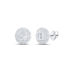 10kt White Gold Baguette and Round Diamond Cluster Earrings for Men - 1/2 Cttw - Splendid Jewellery