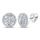 10kt White Gold Baguette and Round Diamond Cluster Earrings for Men - 1/3 Cttw - Alternate view 1 from Splendid Jewellery