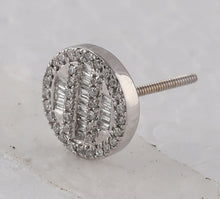 Load image into Gallery viewer, 10kt White Gold Baguette and Round Diamond Cluster Earrings for Men - 1/3 Cttw - Alternate view 2 from Splendid Jewellery