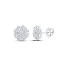 10kt White Gold Baguette and Round Diamond Cluster Earrings for Men - 5/8 Cttw - Splendid Jewellery