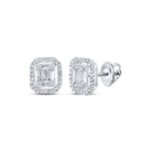 10kt White Gold Baguette and Round Diamond Cluster Earrings for Men - Splendid Jewellery