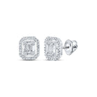 10kt White Gold Baguette and Round Diamond Cluster Earrings for Men - Splendid Jewellery