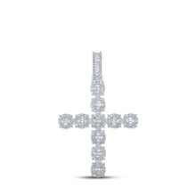 Load image into Gallery viewer, 10kt White Gold Baguette and Round Diamond Cross Pendant - 1 - 7/8 Cttw - Splendid Jewellery