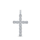 10kt White Gold Baguette and Round Diamond Cross Pendant - 2 - 1/3 Cttw - Splendid Jewellery