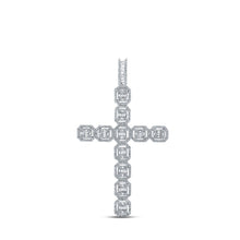 Load image into Gallery viewer, 10kt White Gold Baguette and Round Diamond Cross Pendant - 2 - 1/3 Cttw - Splendid Jewellery
