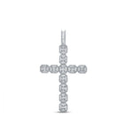 10kt White Gold Baguette and Round Diamond Cross Pendant - 2 - 1/3 Cttw - Splendid Jewellery