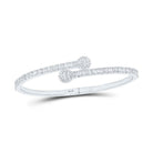 10kt White Gold Baguette and Round Diamond Cuff Bangle Bracelet - 1 - 5/8 Cttw - Splendid Jewellery