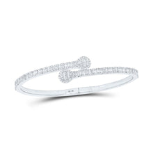 Load image into Gallery viewer, 10kt White Gold Baguette and Round Diamond Cuff Bangle Bracelet - 1 - 5/8 Cttw - Splendid Jewellery