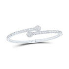 10kt White Gold Baguette and Round Diamond Cuff Bangle Bracelet - 1 - 5/8 Cttw - Splendid Jewellery