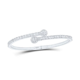 10kt White Gold Baguette and Round Diamond Cuff Bangle Bracelet - 1 - 5/8 Cttw - Splendid Jewellery