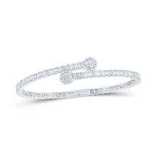 Load image into Gallery viewer, 10kt White Gold Baguette and Round Diamond Cuff Bangle Bracelet - 2 - 5/8 Cttw - Splendid Jewellery