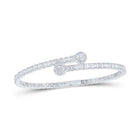 10kt White Gold Baguette and Round Diamond Cuff Bangle Bracelet - 2 - 5/8 Cttw - Splendid Jewellery