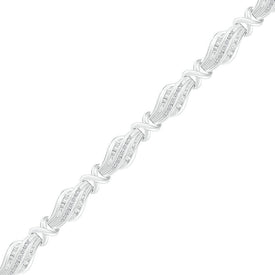 10kt White Gold Baguette and Round Diamond Fashion Bracelet - 1 Cttw - Splendid Jewellery
