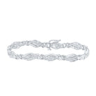 10kt White Gold Baguette and Round Diamond Fashion Bracelet - 1 Cttw - Splendid Jewellery