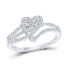 10kt White Gold Baguette and Round Diamond Heart Ring - A Timeless Symbol of Love and Elegance - Splendid Jewellery