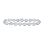 10kt White Gold Baguette and Round Diamond Link Bracelet - 4 - 1/2 Cttw - Splendid Jewellery