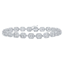 Load image into Gallery viewer, 10kt White Gold Baguette and Round Diamond Link Bracelet - 4 Cttw - Splendid Jewellery
