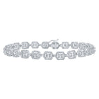 10kt White Gold Baguette and Round Diamond Link Bracelet - 4 Cttw - Splendid Jewellery