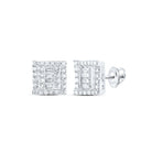 10kt White Gold Baguette and Round Diamond Square Earrings - 1/2 Cttw - Splendid Jewellery