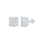 10kt White Gold Baguette and Round Diamond Square Earrings - 1/2 Cttw - Splendid Jewellery