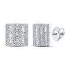10kt White Gold Baguette and Round Diamond Square Earrings - 1/2 Cttw - Splendid Jewellery