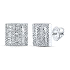 10kt White Gold Baguette and Round Diamond Square Earrings - 1/2 Cttw - Splendid Jewellery