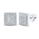 10kt White Gold Baguette and Round Diamond Square Earrings - 1/2 Cttw - Splendid Jewellery