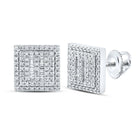 10kt White Gold Baguette and Round Diamond Square Earrings - 1/2 Cttw - Splendid Jewellery