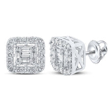 Load image into Gallery viewer, 10kt White Gold Baguette and Round Diamond Square Earrings - 5/8 Cttw - Splendid Jewellery