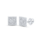 10kt White Gold Baguette and Round Diamond Square Earrings - 7/8 Cttw - Splendid Jewellery