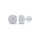 10kt White Gold Baguette and Round Diamond Square Earrings for Men - 3/4 Cttw - Splendid Jewellery