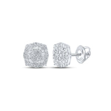 Load image into Gallery viewer, 10kt White Gold Baguette and Round Diamond Square Earrings for Men - 3/4 Cttw - Splendid Jewellery