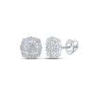 10kt White Gold Baguette and Round Diamond Square Earrings for Men - 3/4 Cttw - Splendid Jewellery