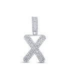 10kt White Gold Baguette and Round Diamond X Initial Pendant for Men - 3/8 Cttw - Splendid Jewellery