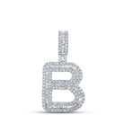 10kt White Gold Baguette Diamond B Initial Pendant for Men - 5/8 Cttw - Splendid Jewellery
