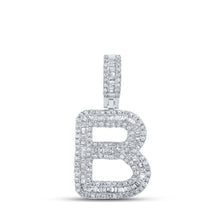 Load image into Gallery viewer, 10kt White Gold Baguette Diamond B Initial Pendant for Men - 5/8 Cttw - Splendid Jewellery