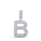 10kt White Gold Baguette Diamond B Initial Pendant for Men - 5/8 Cttw - Splendid Jewellery